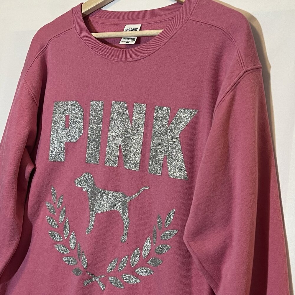 Victoria's Secret Women’s PINK Sweatshirt Medium Size Long Sleeves - Picture 4 of 8